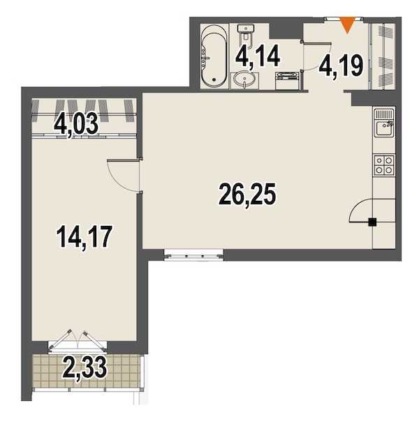 Однокомнатная квартира в Инвестторг: площадь 53.8 м2 , этаж: 3 – купить в Санкт-Петербурге
